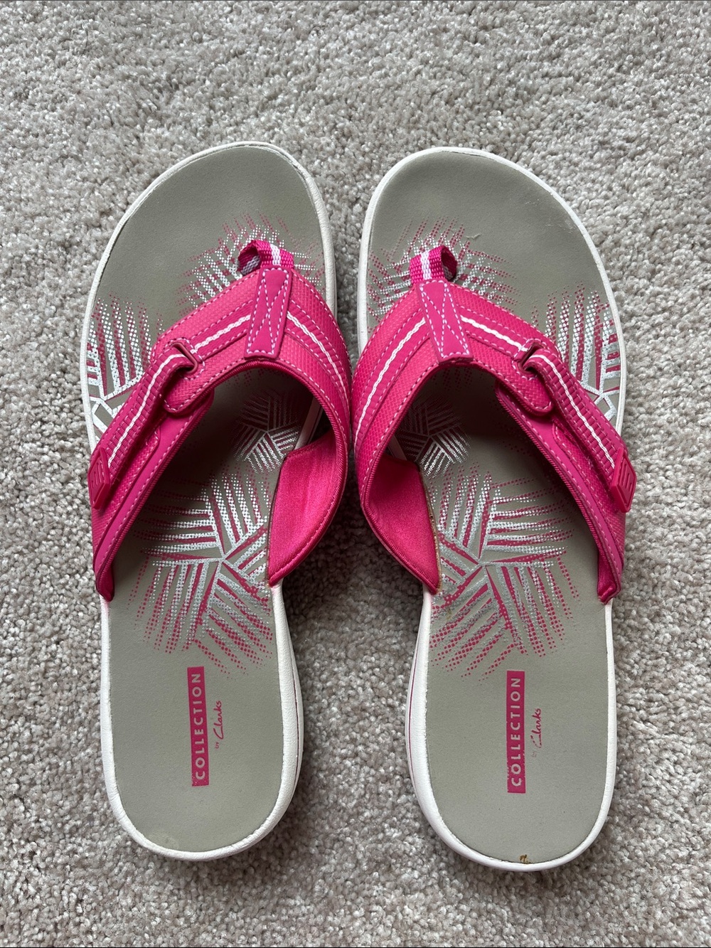 Clarks Pink Slip-On Cushioned Sandals